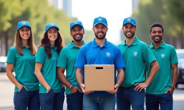 Diverse SwiftParcel team preparing for delivery runs