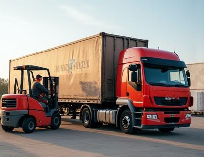 Large freight being loaded onto a truck